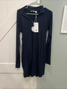 Lady Hagen Navy Long-Sleeve UPF 50+ Zip Tunic